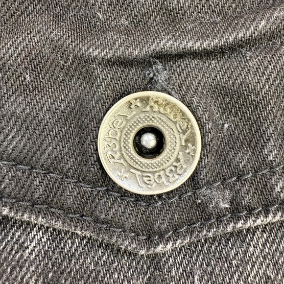 R3BEL‎ Jacket Mens Large Denim Black Embroidered Paradise Thrashed Distressed - Picture 9 of 11